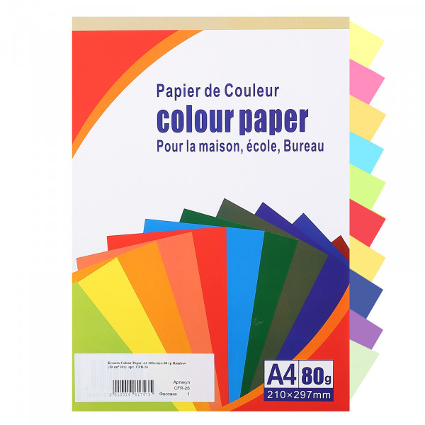 Бумага Colour Paper A4 100л/пач 80 гр Rainbow (10 цв*10л)  арт. CFR-26