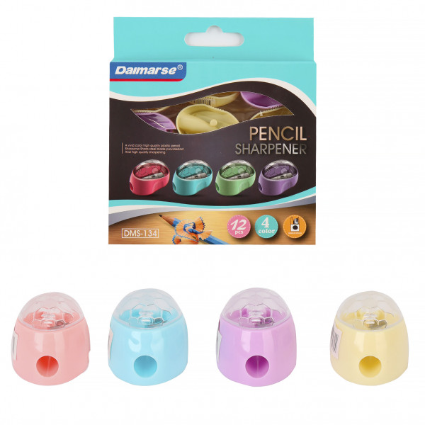 Точилка пласт. 1 отверстие контейнер Соты DAIMARSE, ассорти 4в.