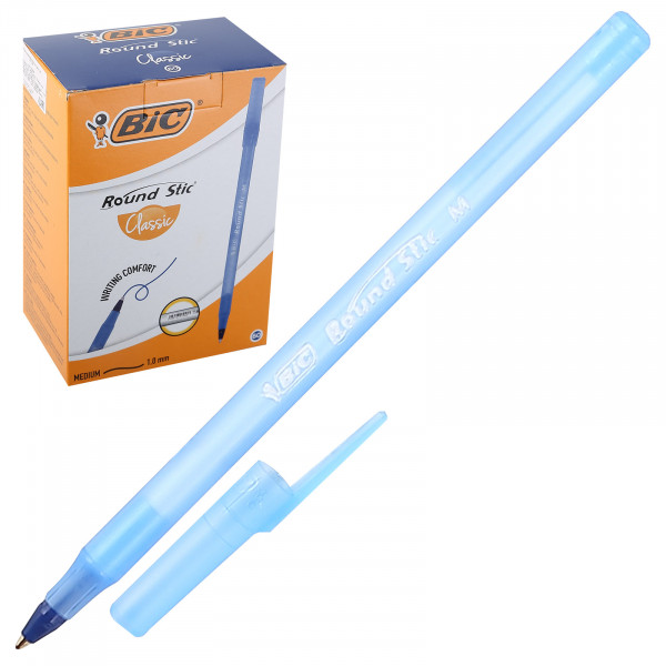 Ручка шариковая BIC "Round Stic", СИНЯЯ, корпус голубой, узел 1 мм, линия письма 0,32 мм, С ШТРИХКОДОМ, 934598
