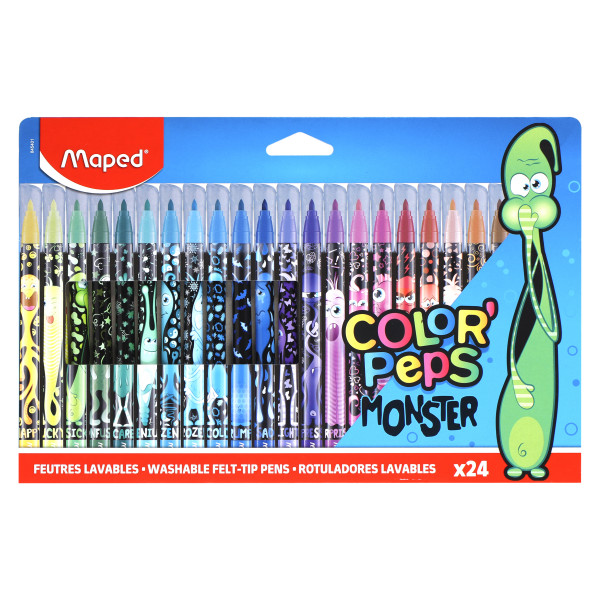 Фломастеры 24цв Maped Color'peps Monster смываемые вент колпачок 845401 европодвес карт/к