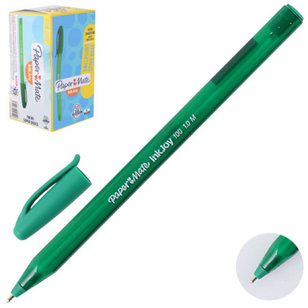 Ручка шар 1,0 игольч трехгран тонир корп InkJoy 100 Cap однораз S0957150 зелен к/к