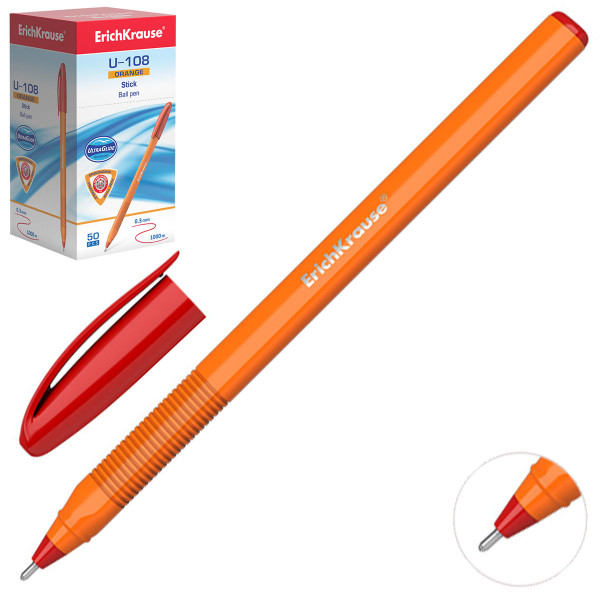 Ручка шариковая Erich Krause U-108 Orange Stick1.0 Ultra Glide Technology.красный