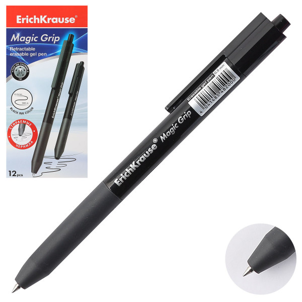 Ручка гелевая авт. со стираемыми чернилами ErichKrause Magic Grip 0.5 черный