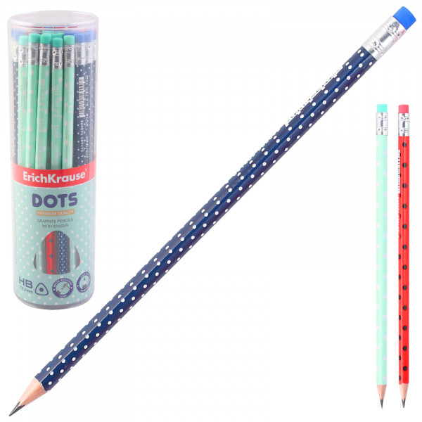 Карандаш ч/гр ERICH KRAUSE 56009 Dots НВ трехгранный с/л