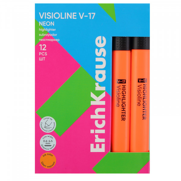 Текстмаркер ErichKrause® Visioline V-17, цвет оранжевый