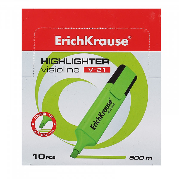 Текстовыделитель зеленый 0.6-5мм ERICH-KRAUSE Visioline V-21 56911 скошенный