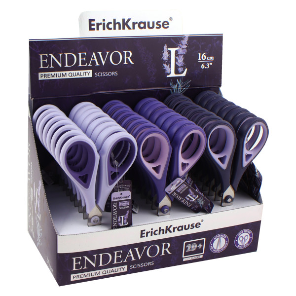 Ножницы офисные 160мм ERICH KRAUSE Endeavor Lavender 56926 ассорти