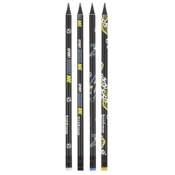 Карандаш ч/гр ERICH KRAUSE Sport DNA HB 60708 круглый с ластиком в тубусе