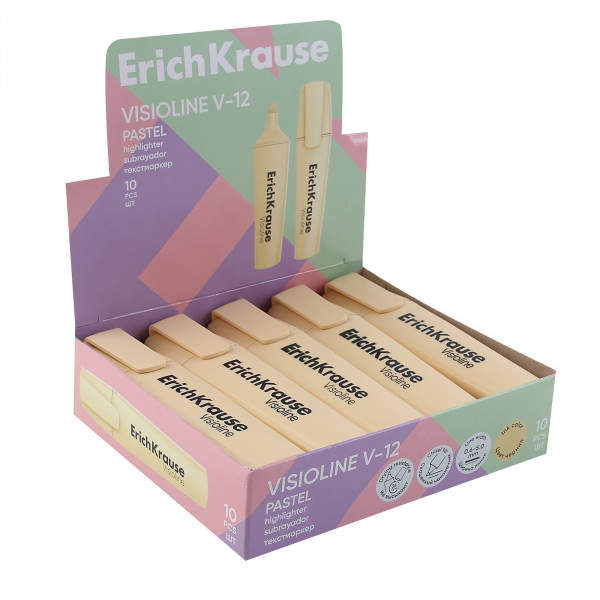 Текстовыделители ERICH KRAUSE 60803 Visioline V-12 Pastel желтый