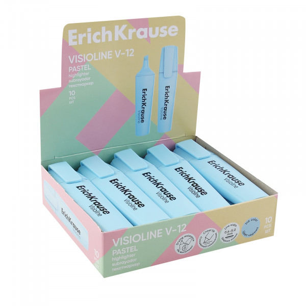 Текстовыделители ERICH KRAUSE 60806 Visioline V-12 Pastel голубой