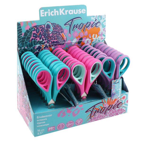 Ножницы офисные 195мм ERICH KRAUSE Endeavor Tropical 60847 ассорти