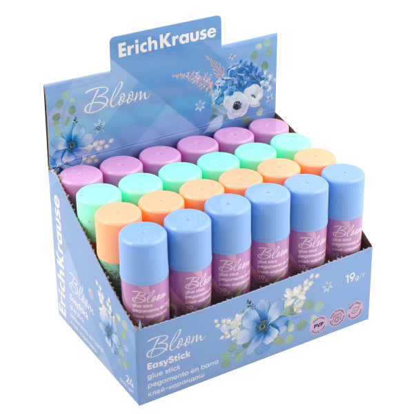 Клей-карандаш 19гр ERICH KRAUSE 60914 EasyStick Pastel Bloom