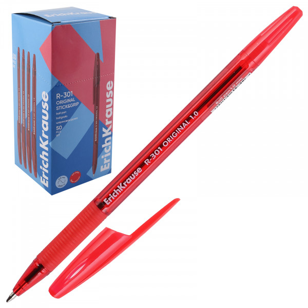 Ручка шариковая R-301 Stick&Grip 1.0 красный