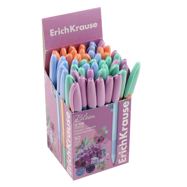 Ручка шар 1.0мм синяя ERICH KRAUSE U-108 61020 Pastel Bloom