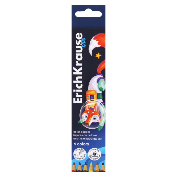 Карандаши 6цв Kids Space Animals 3х гр