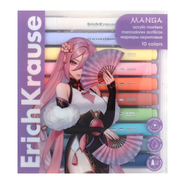 Маркеры акриловые 10цв. Erich Krause Manga