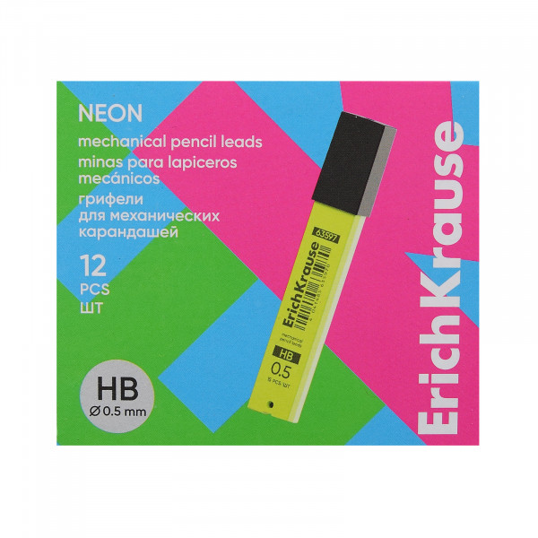 Грифели Erich Krause Neon 0,5мм. НВ