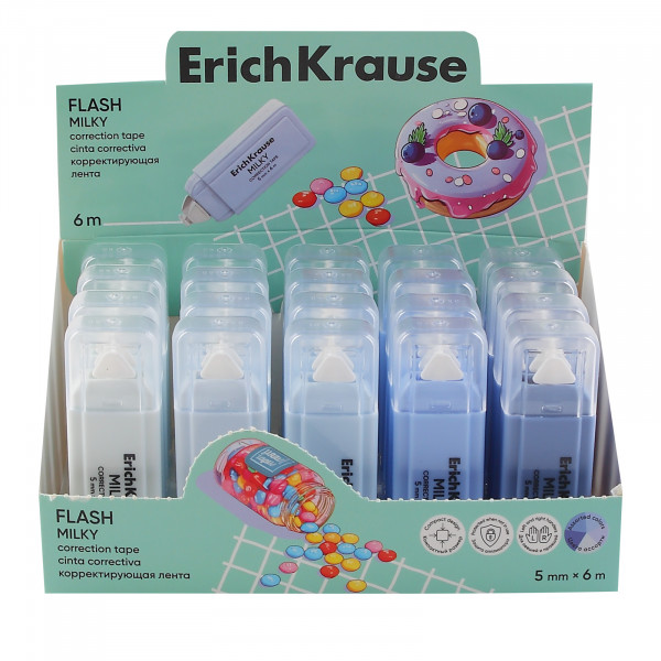 Корректирующая лента 5мм*6м ERICH KRAUSE 65020 Flash Milky