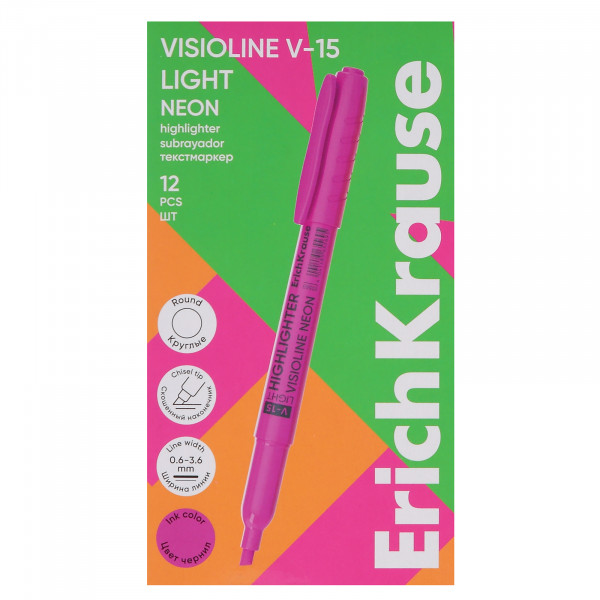 Текстмаркер Erich Krause Visioline V-15 Neon розовый