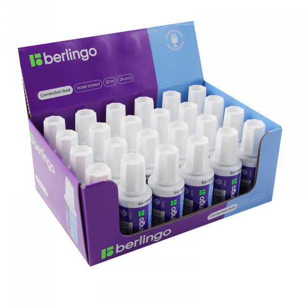 Корректирующая жидкость Berlingo, 20мл, водная основа, с кистью