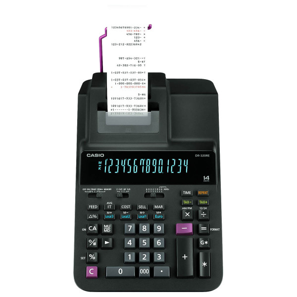 Калькулятор печатающий 14 разрядов Casio DR-320RE-E-EC 340*205*85мм черный