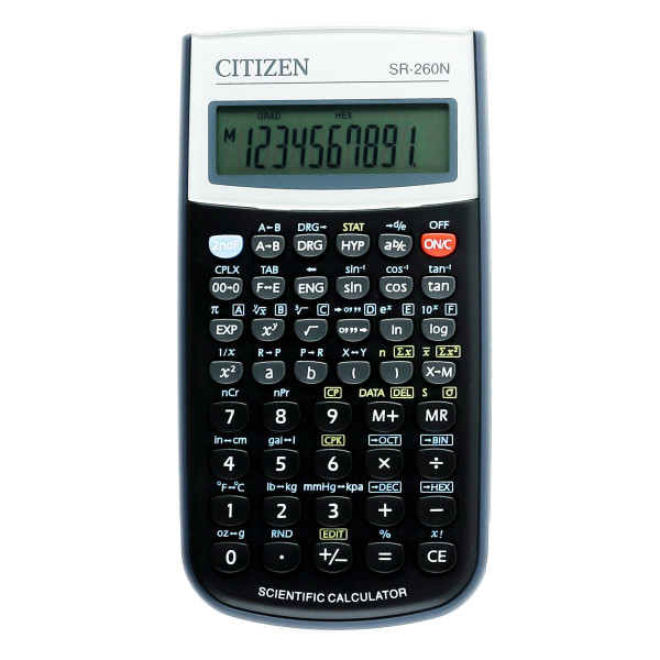 Калькулятор инженерный 10+2 разрядов Citizen SR 260 N питание от батарейки 154*80*14мм (165 функций) ассорти