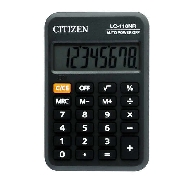 Калькулятор карманный 8 разрядов Citizen LC 110 NR питание от батарейки 87*58*12мм черный