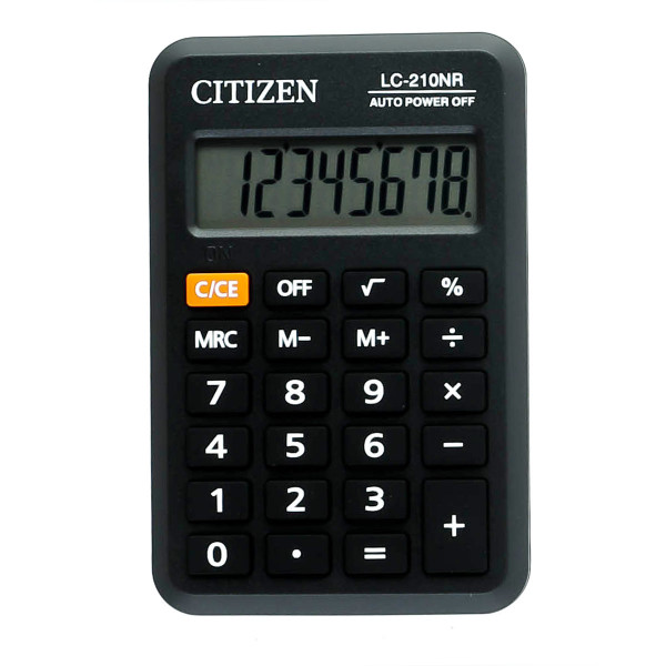 Калькулятор карманный 8 разрядов Citizen LC 210 NR питание от батарейки 98*62*11мм черный