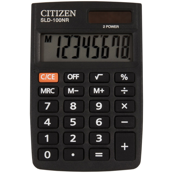 Калькулятор карманный 8 разрядов Citizen SLD 100 NR двойное питание 88*58*10мм черный