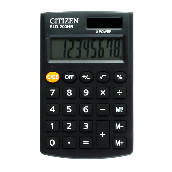 Калькулятор карманный 8 разрядов Citizen SLD 200 NR двойное питание 98*62*11мм черный