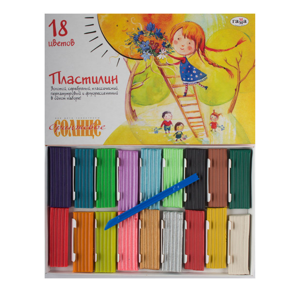 Пластилин 18 цв. "Гамма Оранжевое солнце"  со стеком 1/12 арт. 280040
