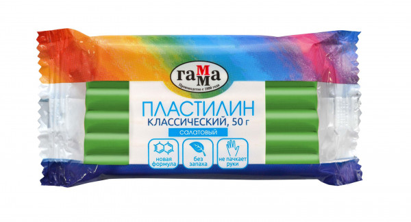 Пластилин "Гамма Классический" салатовый (50 гр) 1/60 арт. 270818_09