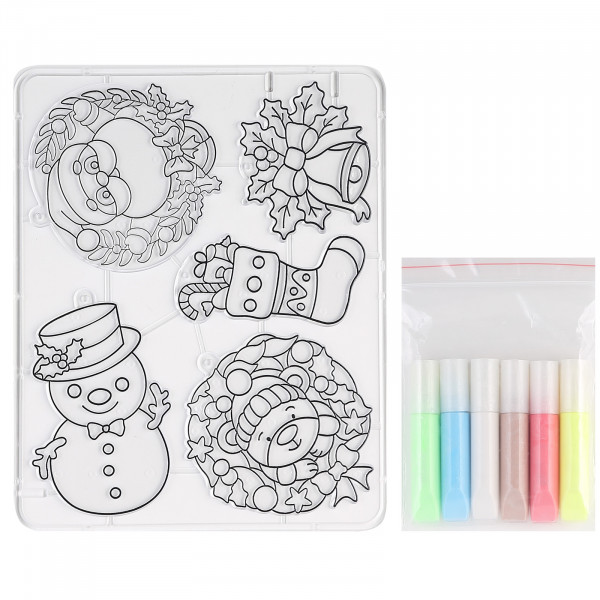 Набор красок по стеклу с трафаретом"Новогодняя сказка"