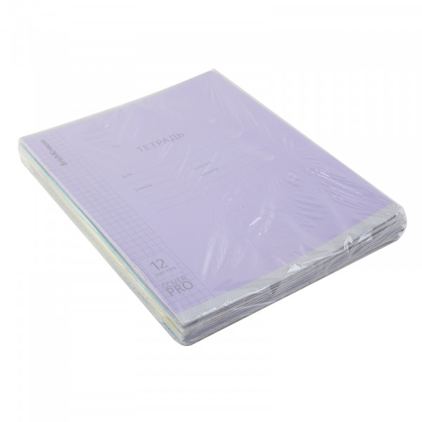 Тетрадь 12л кл. с пласт обл. Классика, ассорти