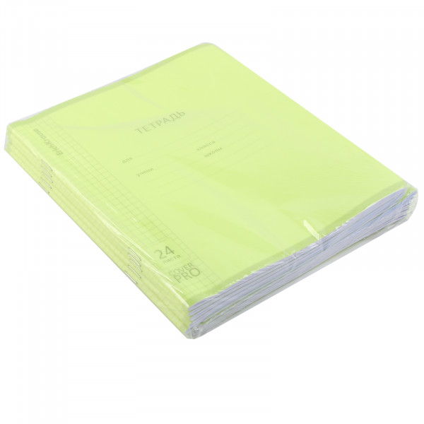 Тетрадь 24л. кл. с пласт. обл. Классика, CoverPro Neon fizzy желтый