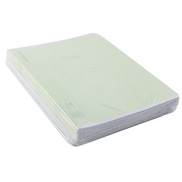 Тетрадь 24л. кл. с пласт. обл. Классика, CoverPro fizzy зеленая