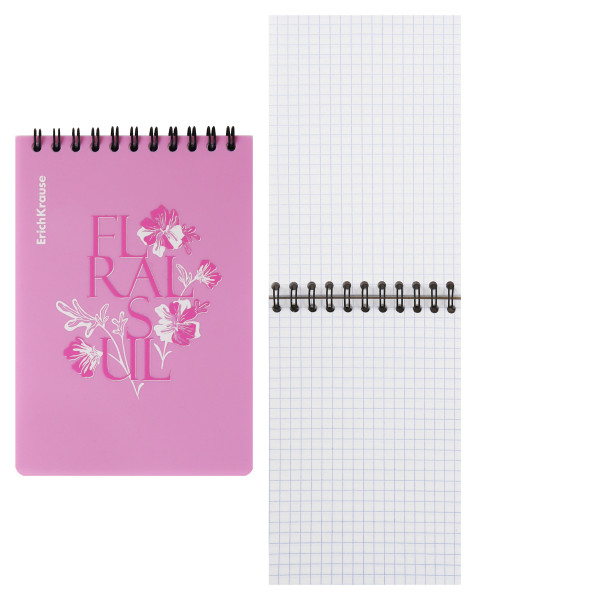 Блокнот А6  80л. кл. EK Floral Soul на спирали плст. обл.