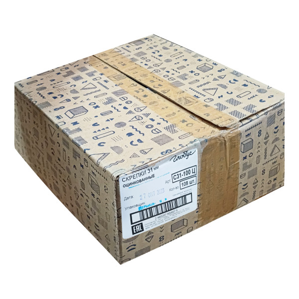 Скрепки 31мм GLOBUS С31-100Ц треугольные оцинкованные 100шт