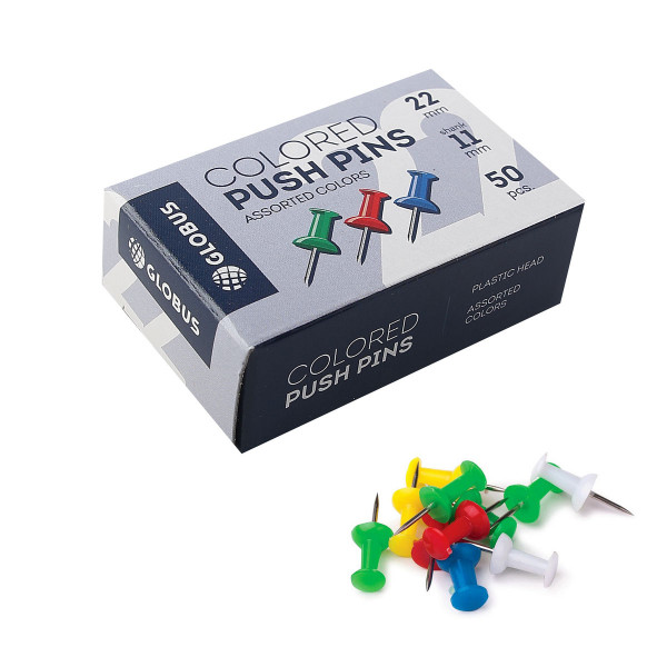 Кнопки силовые 50шт ГЛОБУС КС-50Ц цветные