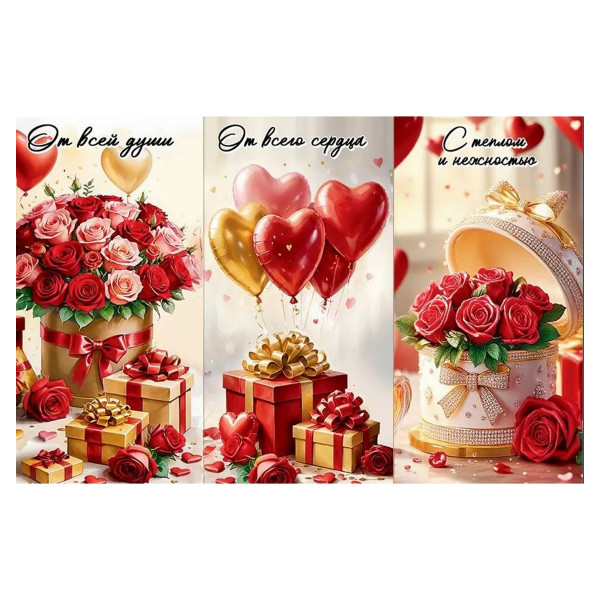 Стикеры на подарок с пожеланиями (цветы, подарки)