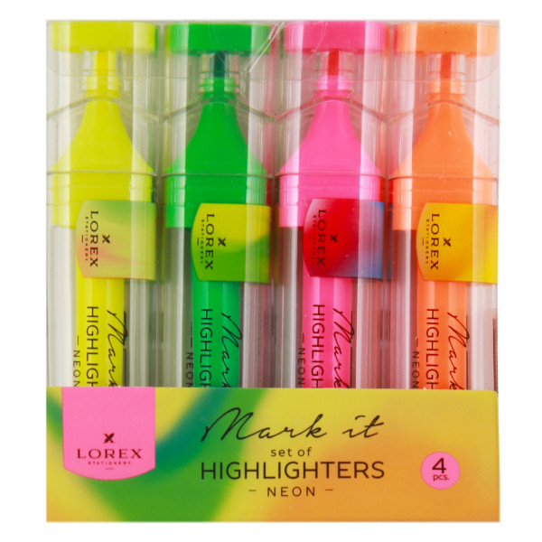 Набор текстовыделителей 1-5мм 4шт LOREX LXHLMT-N4 Mark it NEON