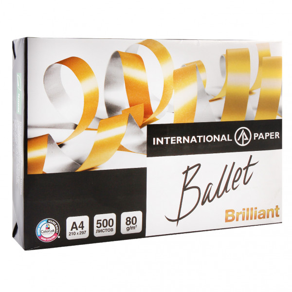 Бумага "BALLET Brilliant" А4 (500л.) 80г/м2. 168%