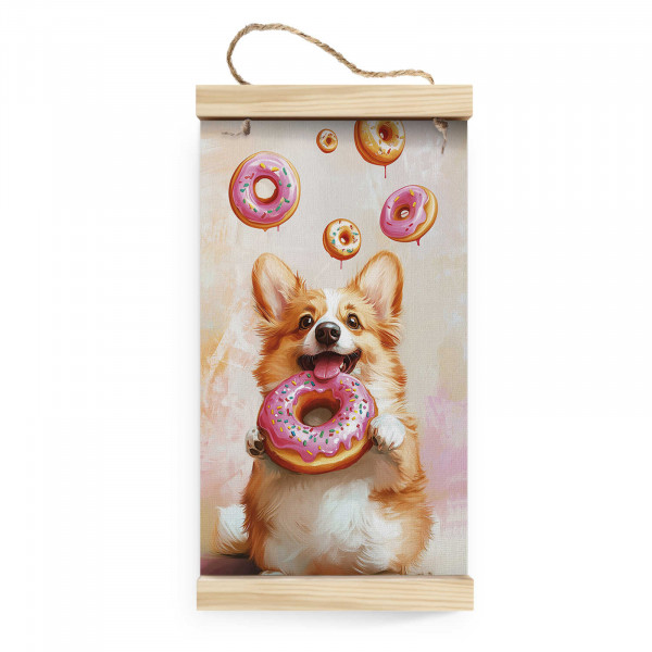 Набор для творчества Картина по номерам на свертке  КОРГИ С ПОНЧИКОМ, размер: 20х35 с