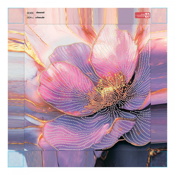 Алмазная мозаика Розовый мак 30*30, частичная выкладка
