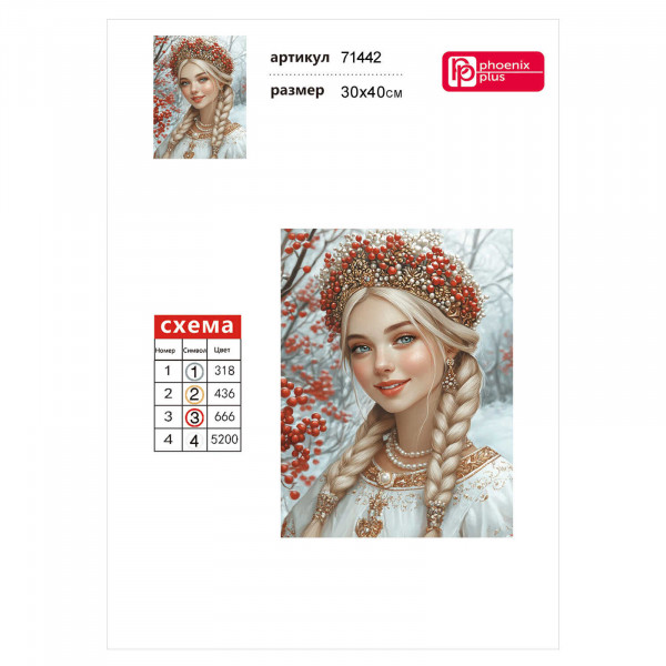 Алмазная мозаика Русская краса 30*40, частичная выкладка