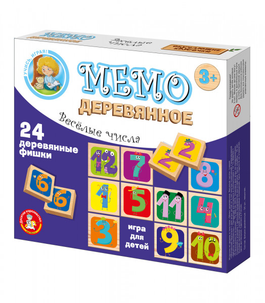 Развивающая игра деревянная Десятое Королевство МЕМО Веселые числа 02981