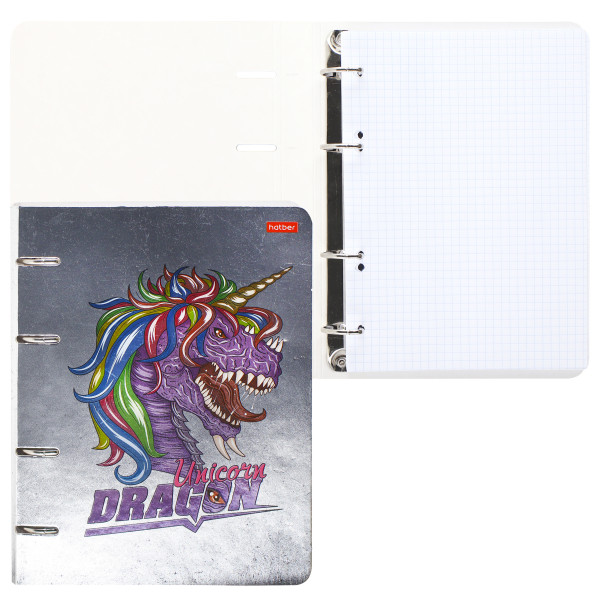 Тетрадь 80л. кл. А5 на 4х кольцах - Дракон -единорог-