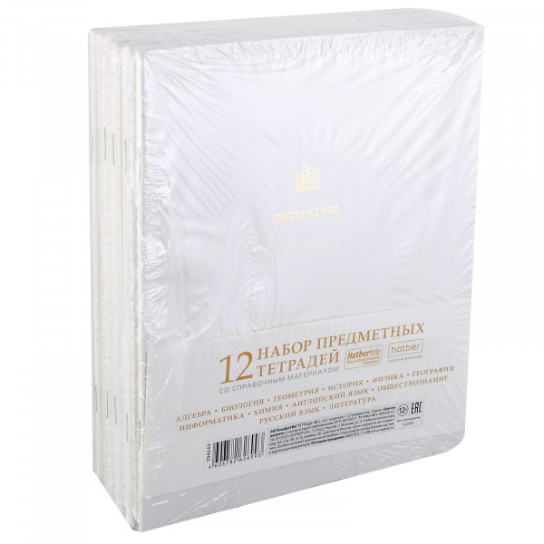 Комплект предмет тетрадей 48л 12шт HATBER 48Т5лофлтВd Белое золото
