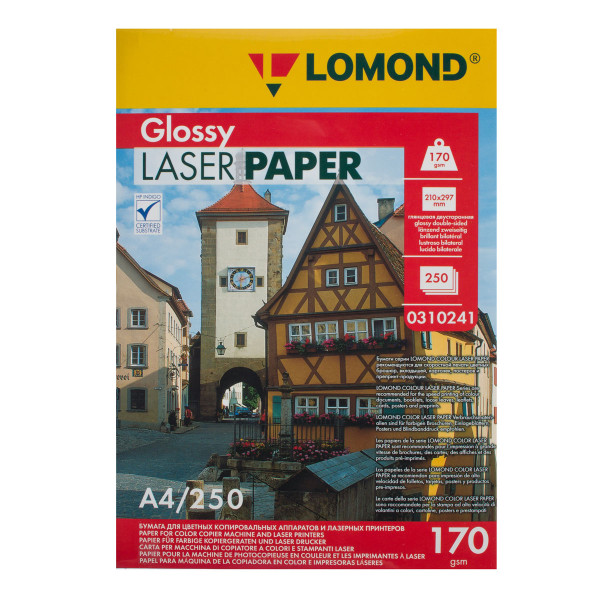Бумага Lomond А4 Glossy DS CLC Paper, глянцевая двустор 170г/м 250л. 0310241
