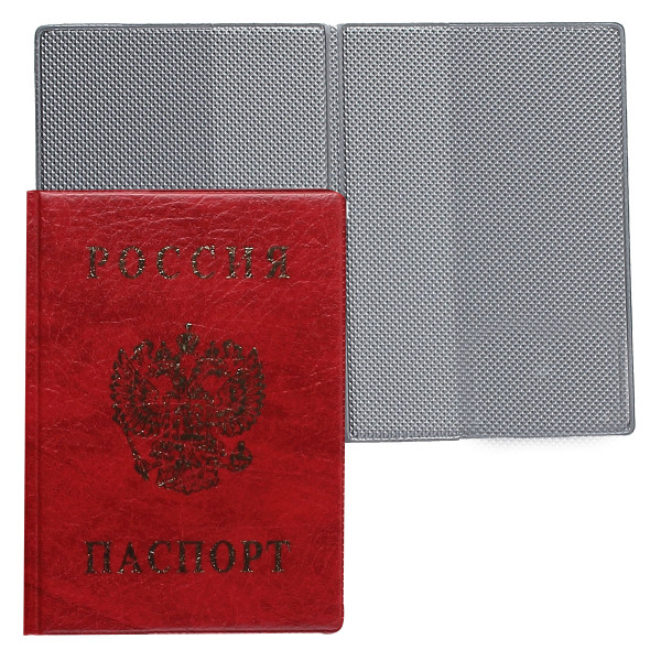 Обложка для паспорта ПВХ ДПС тиснение фольгой 2203.В-102 красная